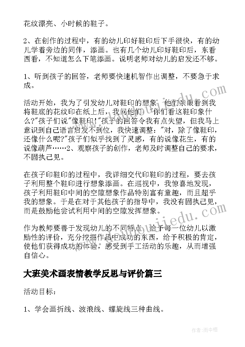 大班美术画表情教学反思与评价 大班美术教学反思(优质5篇)