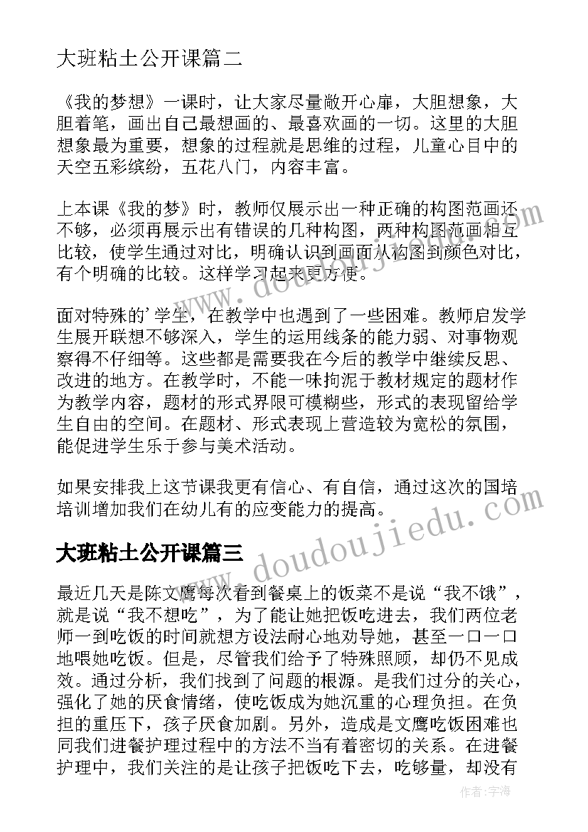 大班粘土公开课 大班教学反思(通用6篇)