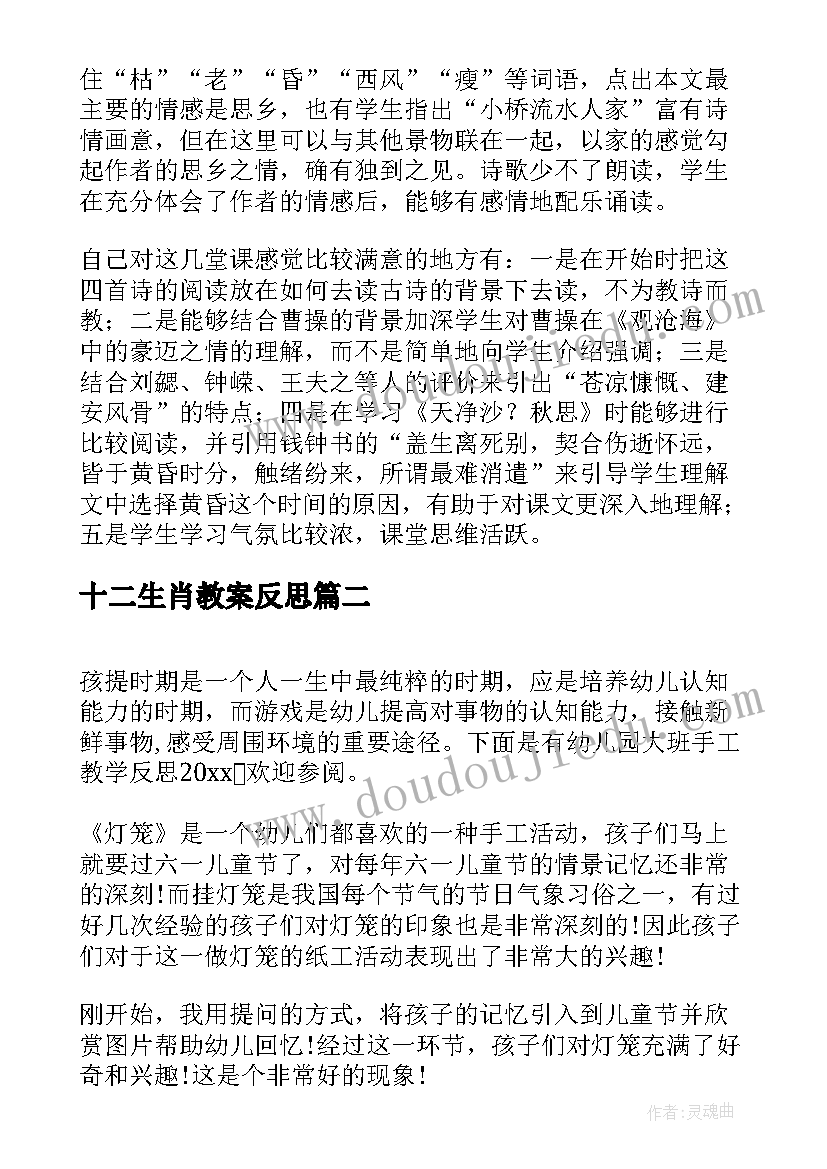 十二生肖教案反思(实用5篇)