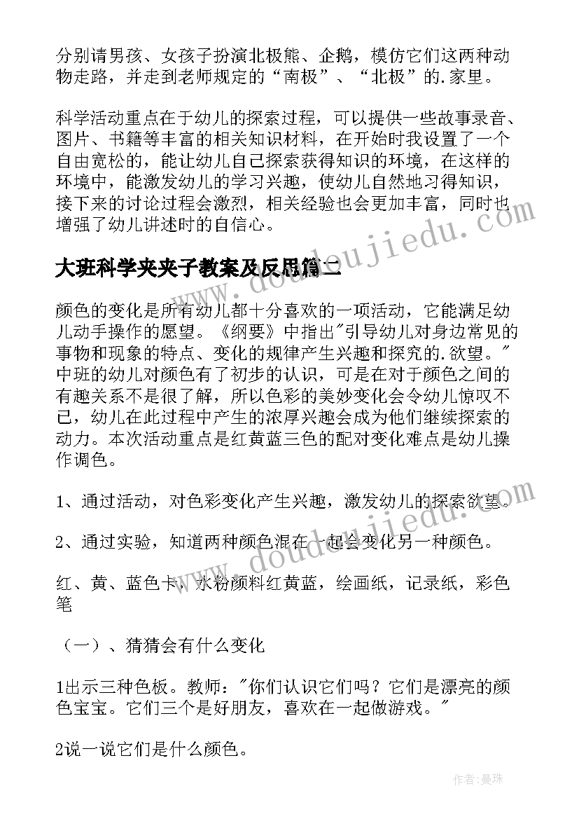 最新大班科学夹夹子教案及反思(大全6篇)