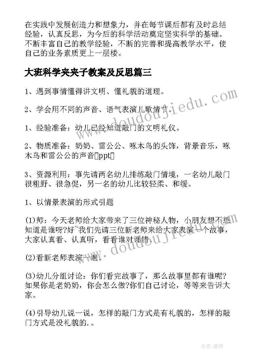 最新大班科学夹夹子教案及反思(大全6篇)