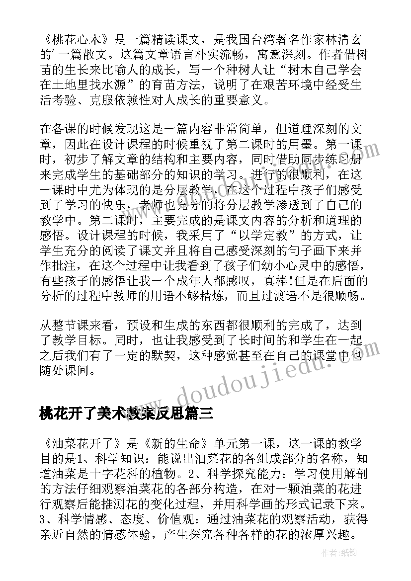 2023年桃花开了美术教案反思(精选8篇)