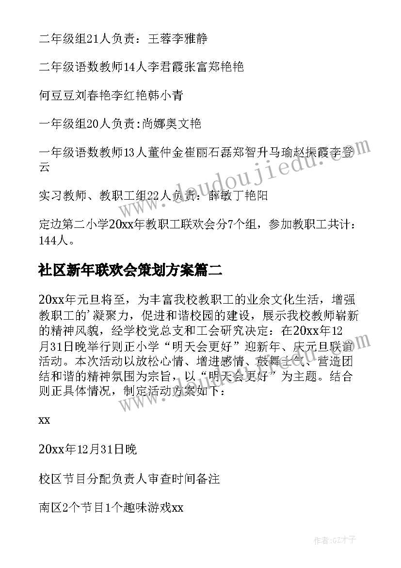 最新社区新年联欢会策划方案(汇总7篇)