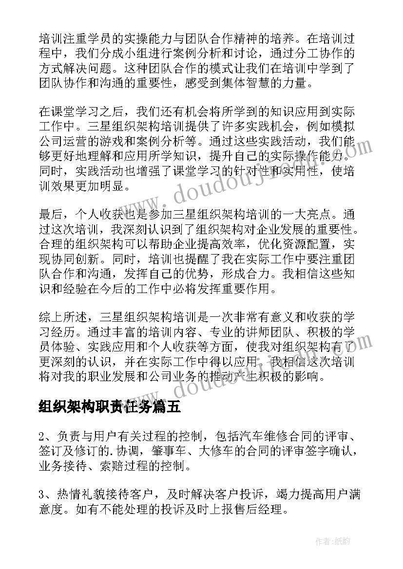 组织架构职责任务 财务组织架构学习心得体会(通用6篇)