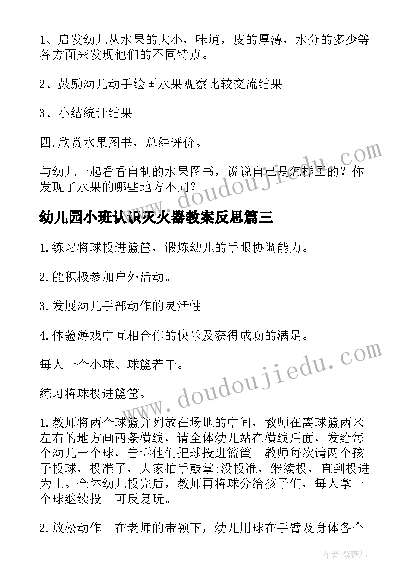 2023年幼儿园小班认识灭火器教案反思 幼儿园小班认识教案(精选6篇)