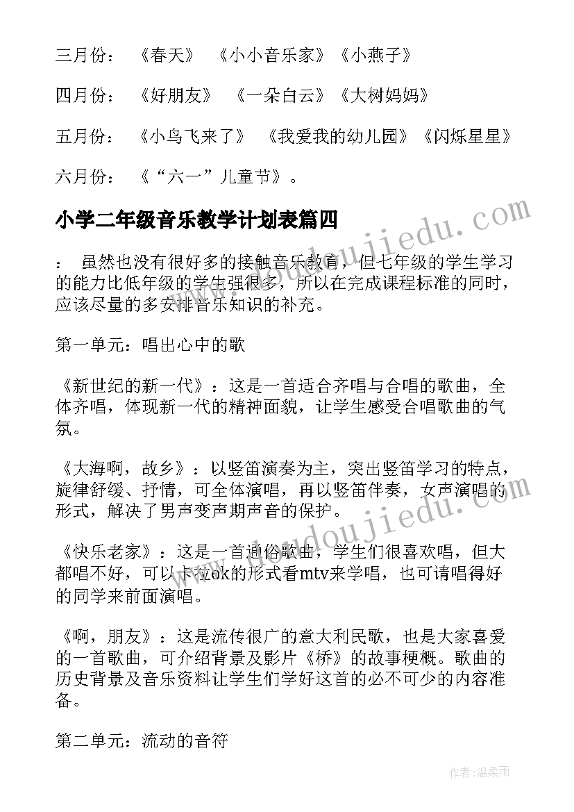 2023年小学二年级音乐教学计划表(大全10篇)