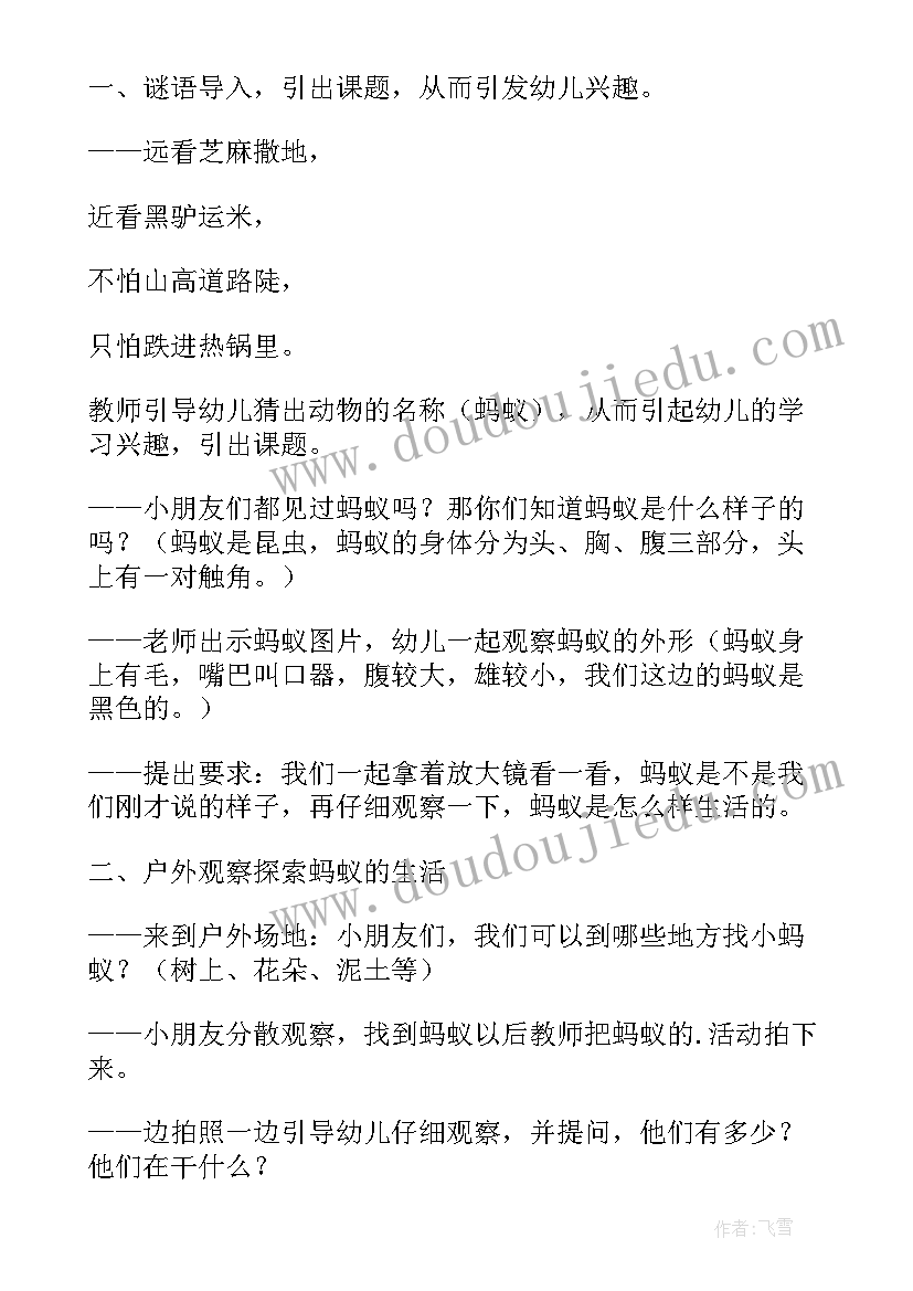 最新逗蚂蚁活动教案 蚂蚁的一家活动反思(汇总9篇)