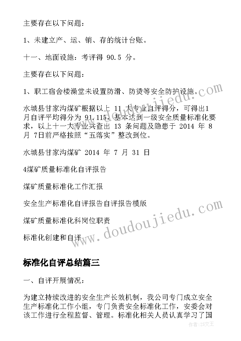 最新标准化自评总结(实用5篇)