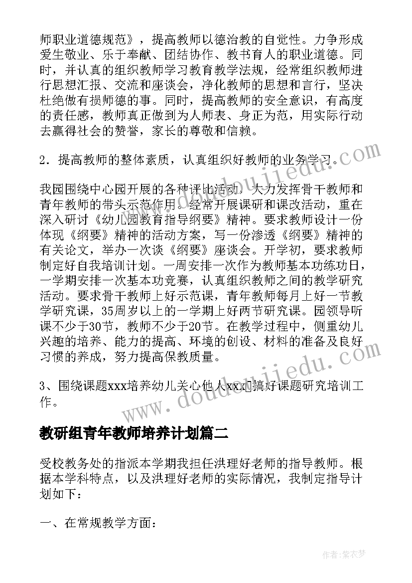 教研组青年教师培养计划(大全8篇)