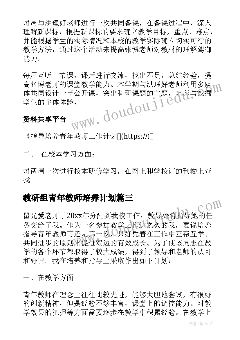 教研组青年教师培养计划(大全8篇)