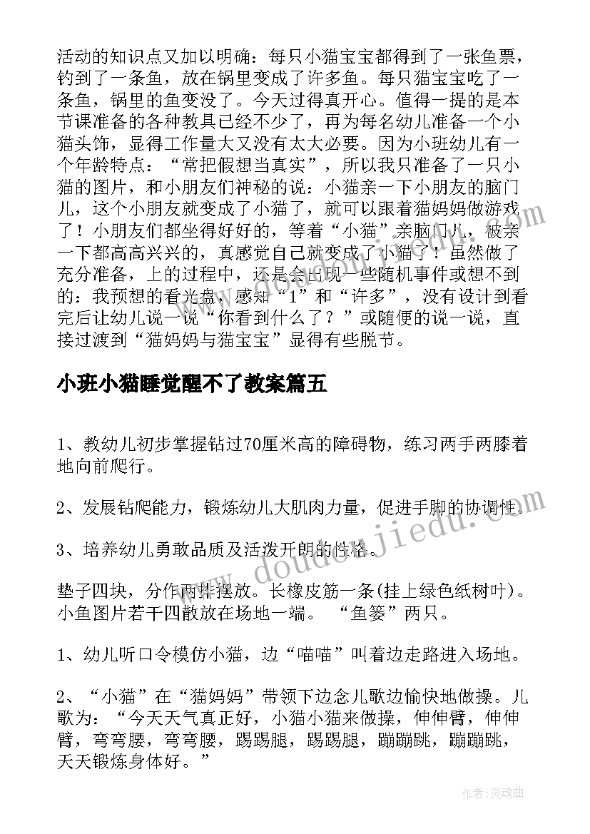 小班小猫睡觉醒不了教案(实用5篇)