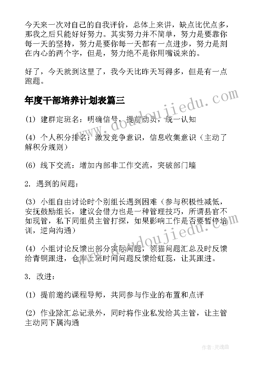 2023年年度干部培养计划表 储备干部年度培养计划优选(实用5篇)