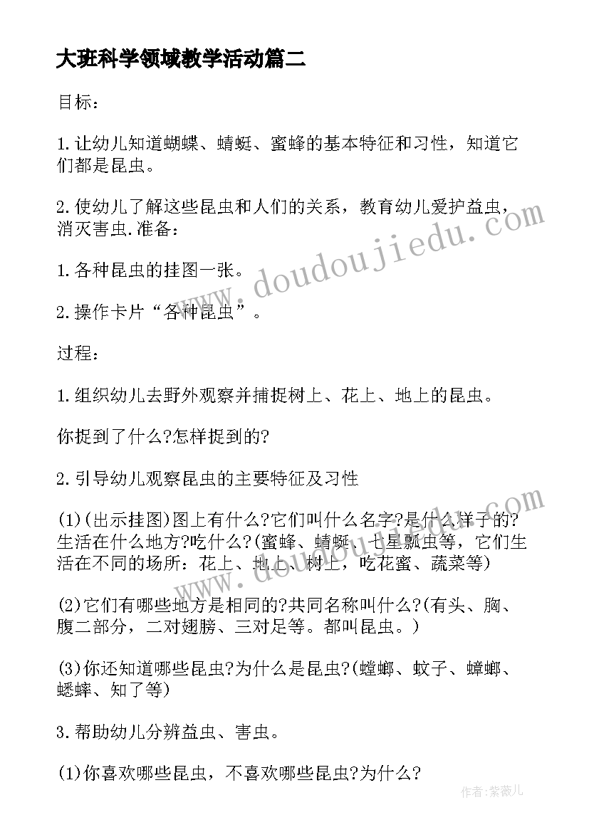 最新大班科学领域教学活动 幼儿园大班科学领域活动方案科学教育活动(模板5篇)