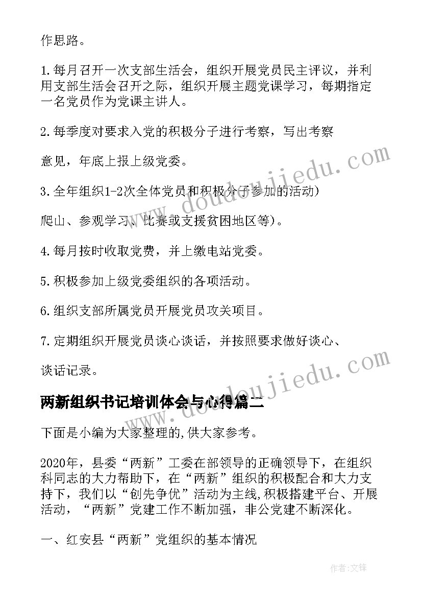 两新组织书记培训体会与心得 党委两新组织党建工作(优质7篇)