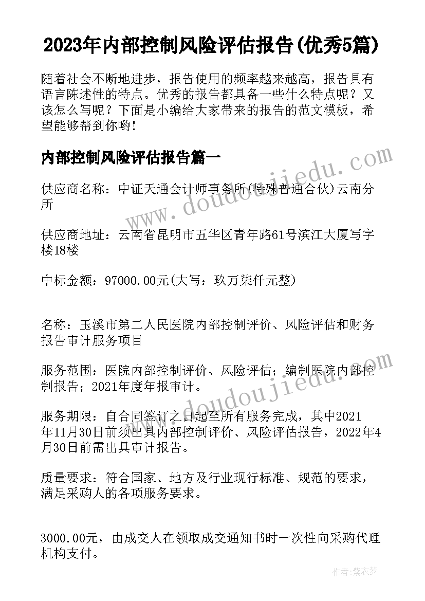 2023年内部控制风险评估报告(优秀5篇)