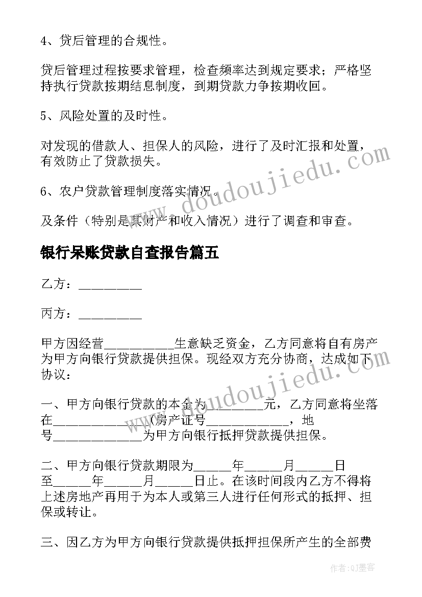 2023年银行呆账贷款自查报告(实用5篇)