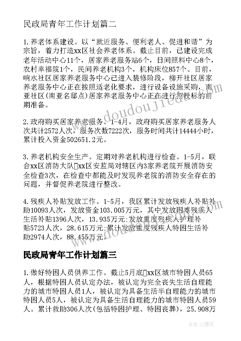 民政局青年工作计划(优质5篇)