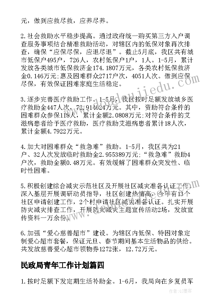 民政局青年工作计划(优质5篇)