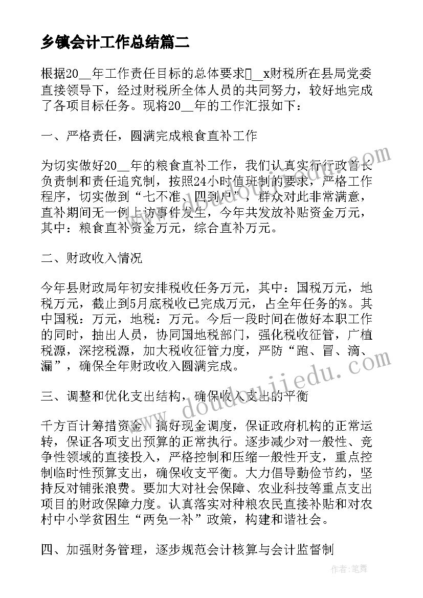 乡镇会计工作总结(大全5篇)