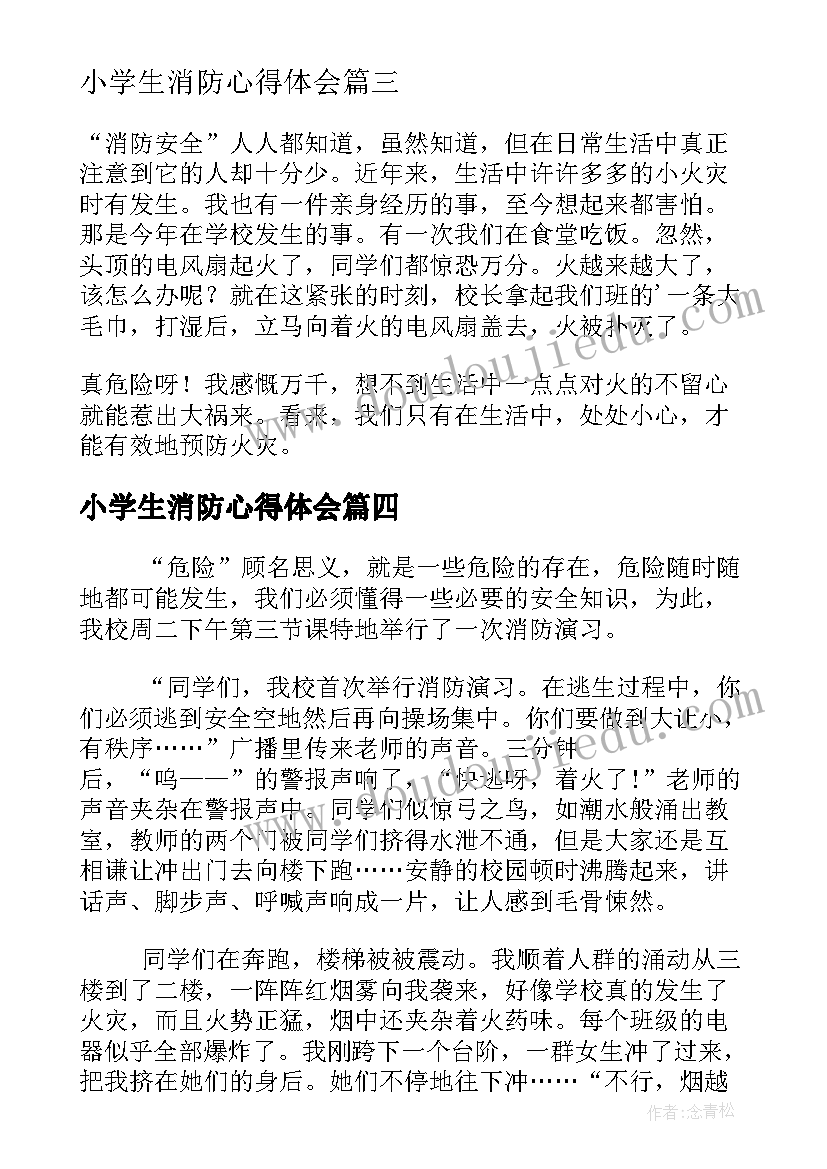 小学生消防心得体会(优秀6篇)