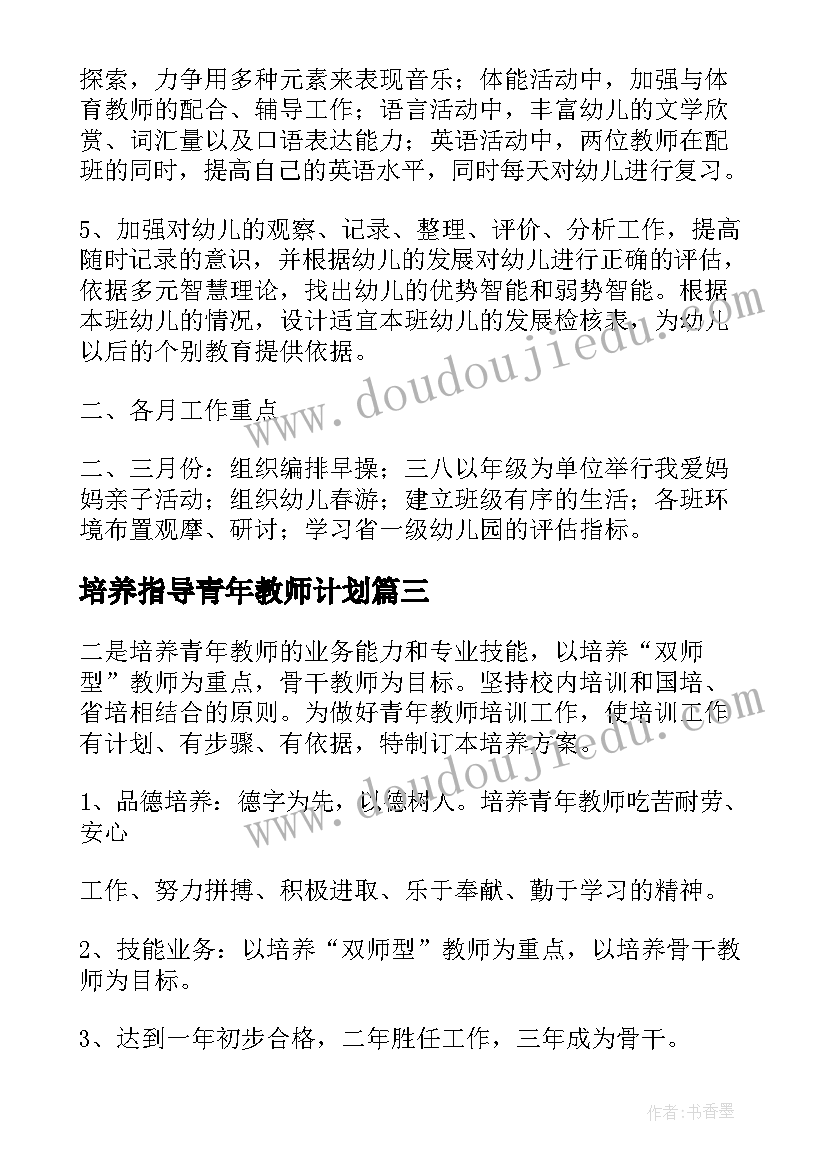 最新培养指导青年教师计划 指导青年教师个人工作计划(大全5篇)