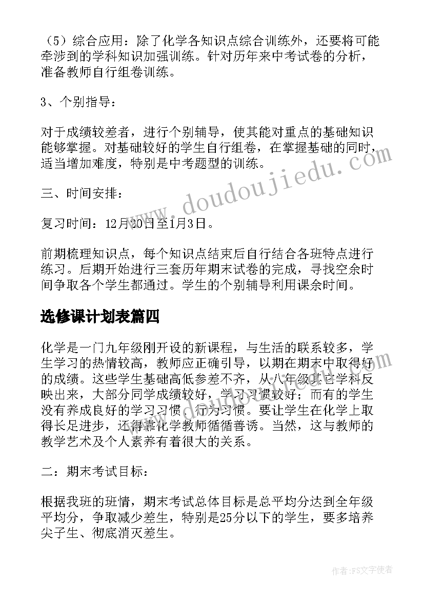 最新选修课计划表 高中生物选修一教学计划(实用5篇)