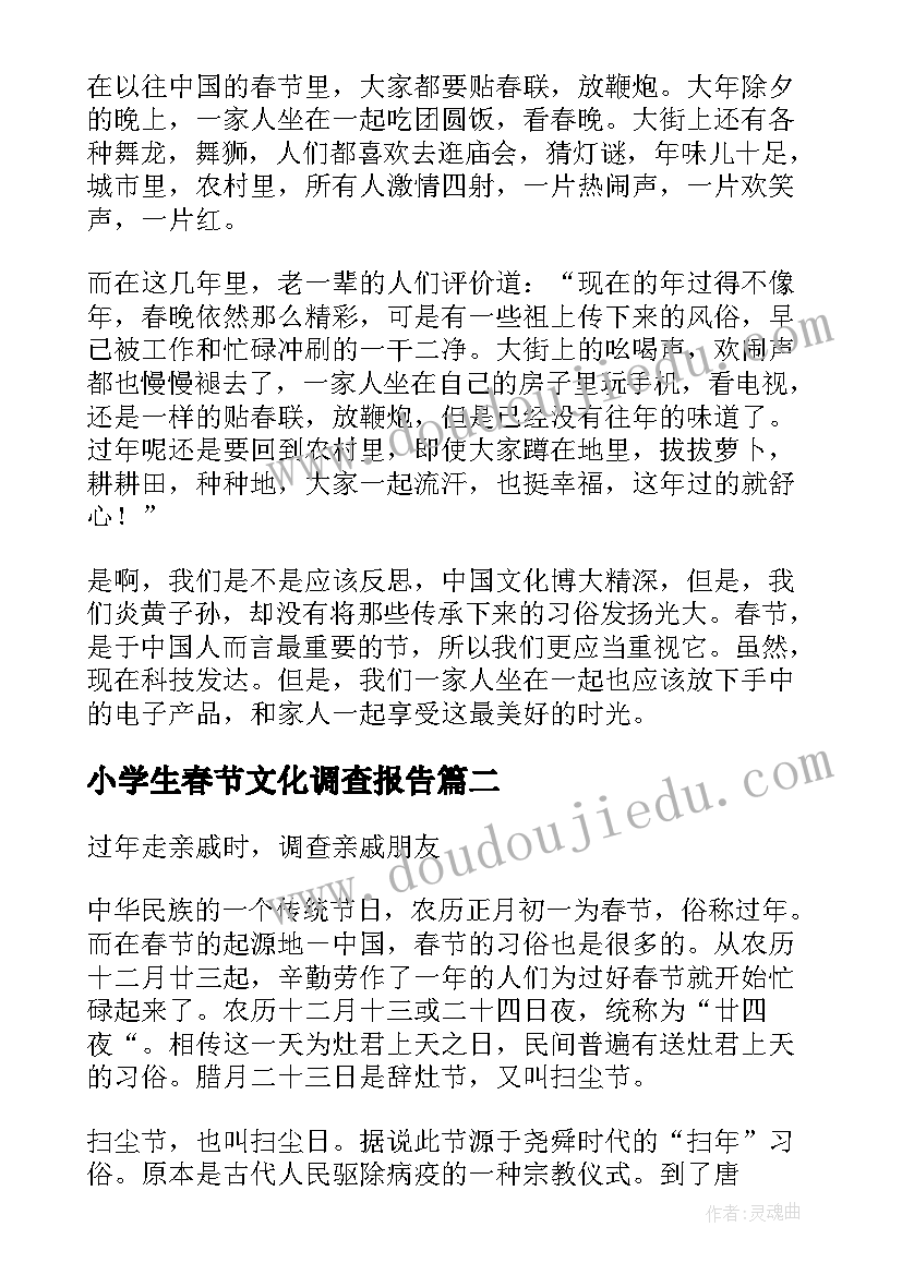 2023年小学生春节文化调查报告 春节文化调查报告(优质5篇)