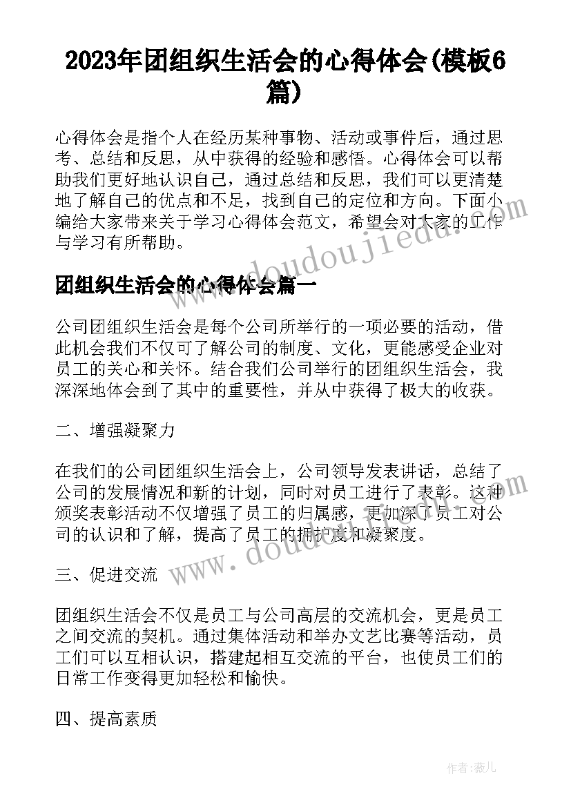 2023年团组织生活会的心得体会(模板6篇)