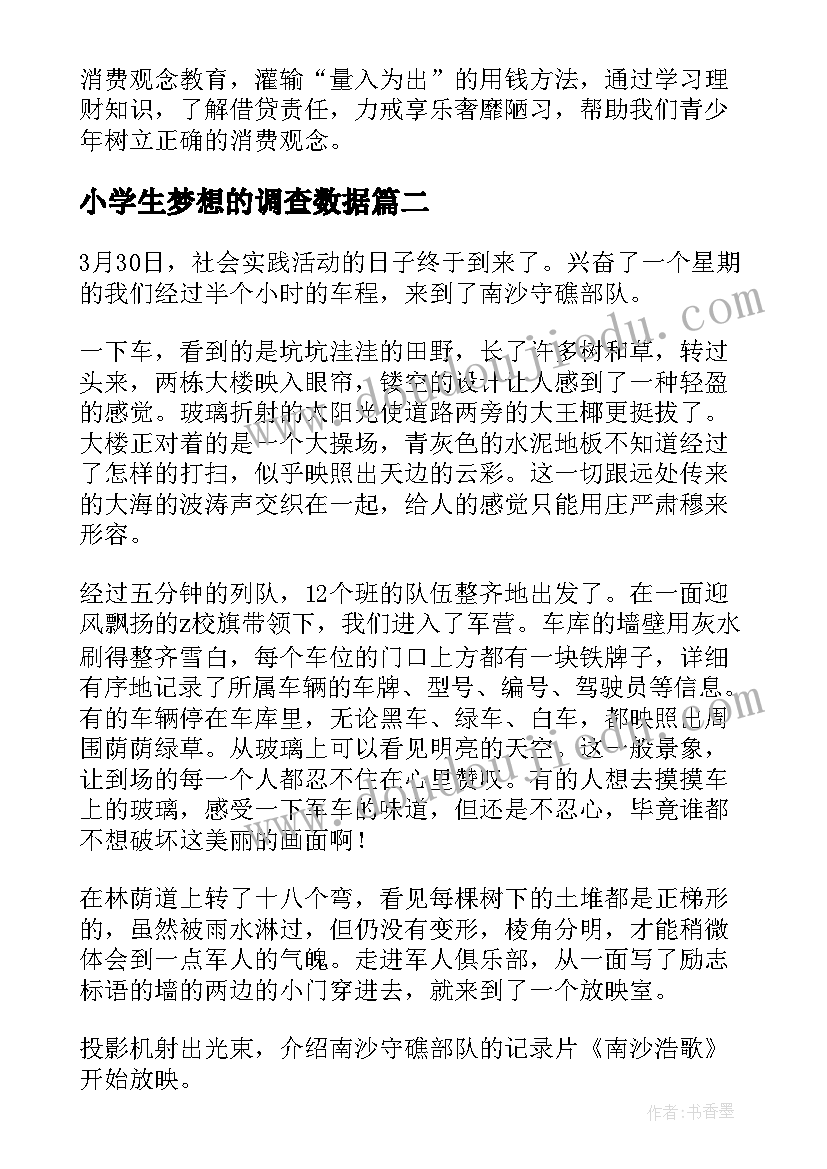 2023年小学生梦想的调查数据 中学生社会实践调查报告(精选8篇)