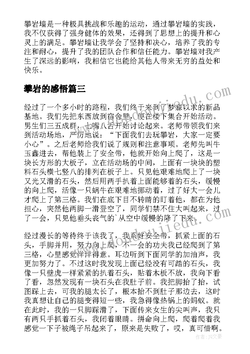 最新攀岩的感悟(通用7篇)