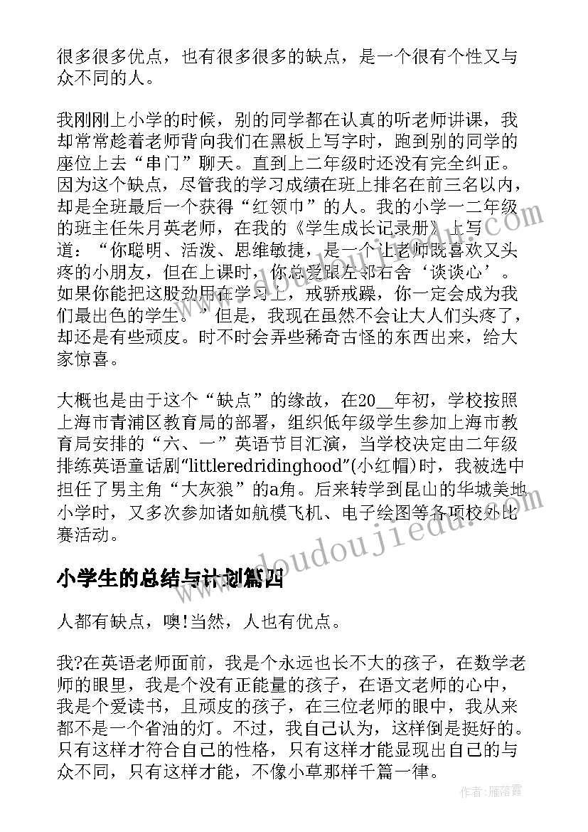 2023年小学生的总结与计划(精选7篇)