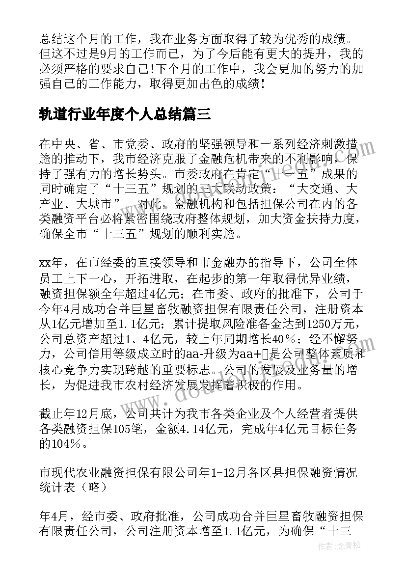 2023年轨道行业年度个人总结(精选9篇)