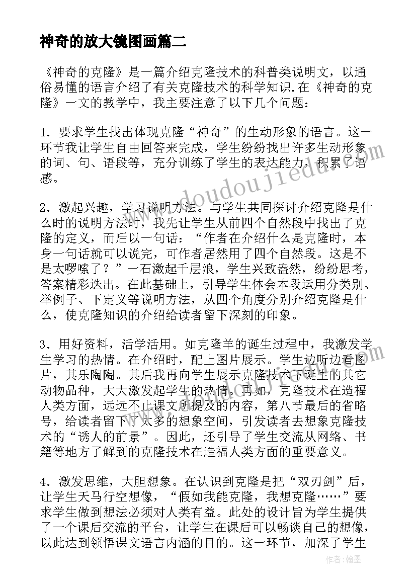 2023年神奇的放大镜图画 神奇的口袋教学反思(精选8篇)