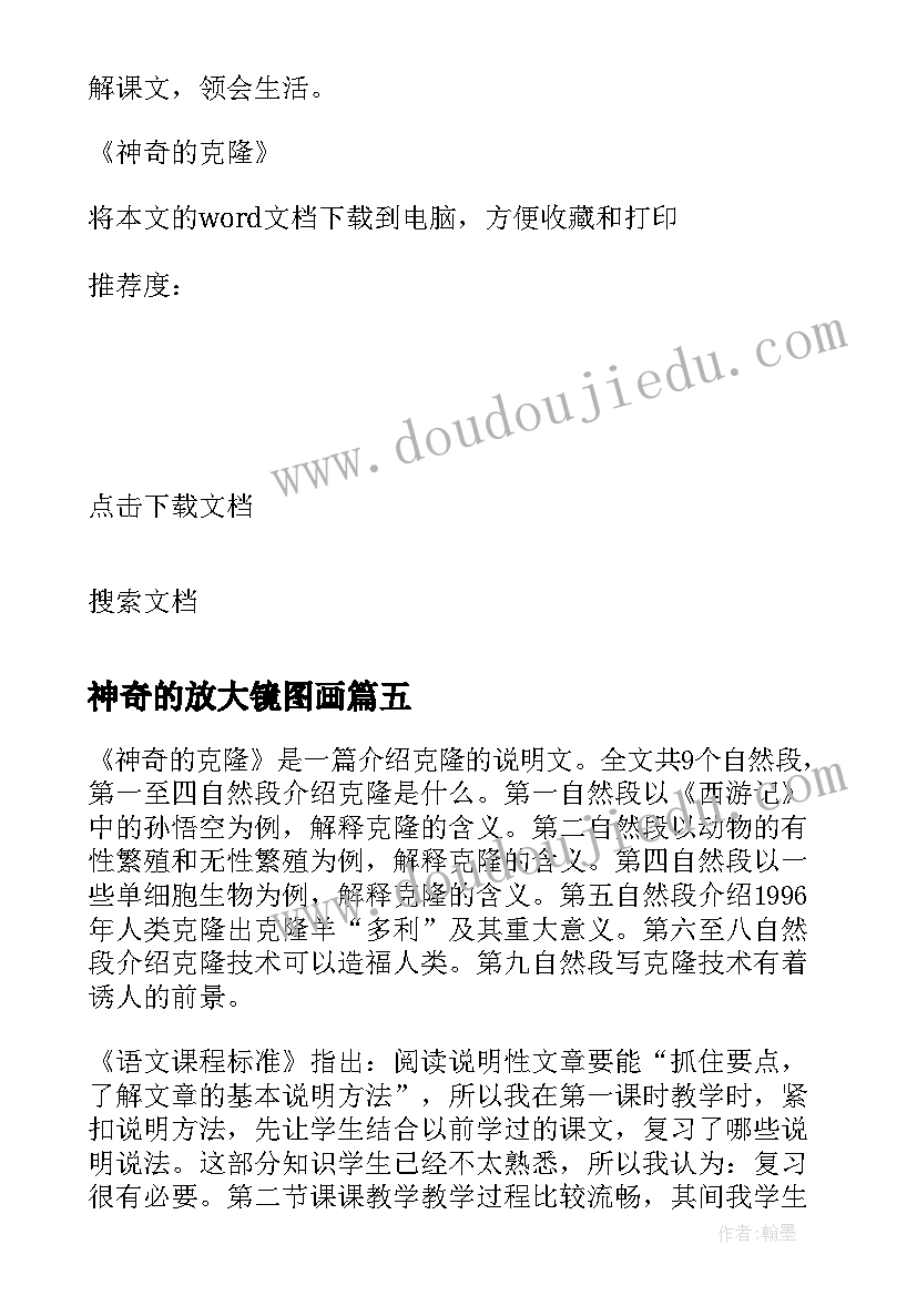 2023年神奇的放大镜图画 神奇的口袋教学反思(精选8篇)