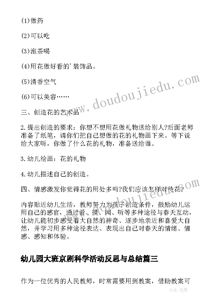 2023年幼儿园大班京剧科学活动反思与总结(优秀5篇)