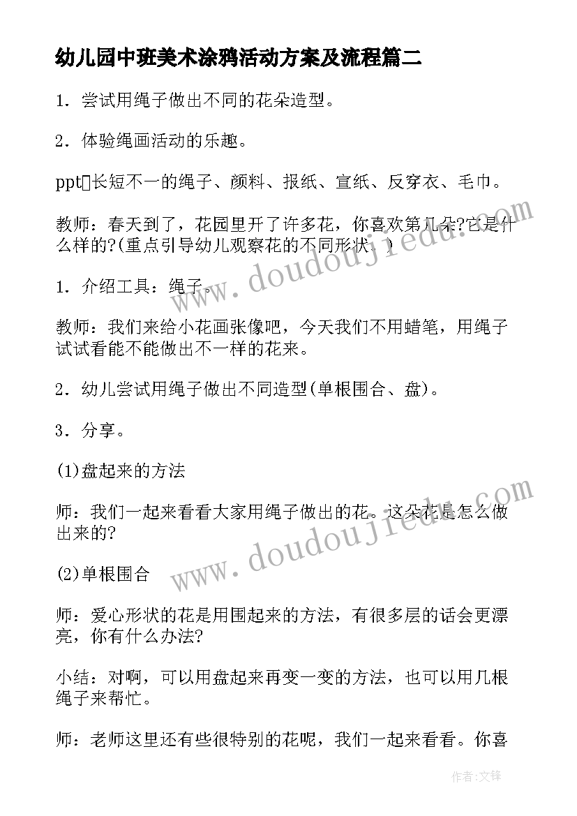 幼儿园中班美术涂鸦活动方案及流程(实用5篇)