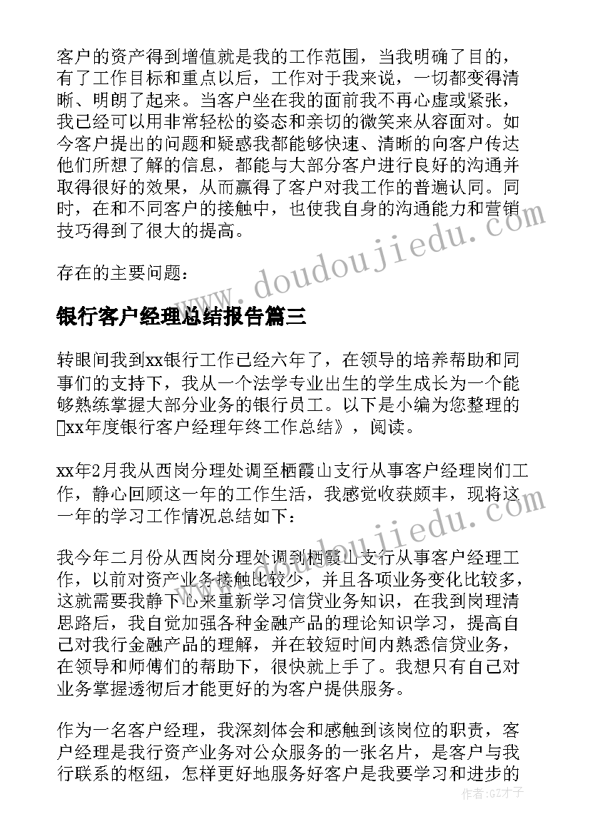 银行客户经理总结报告(模板10篇)