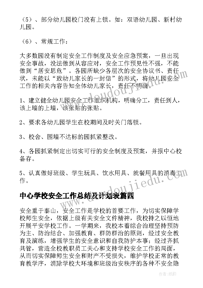 2023年中心学校安全工作总结及计划表 中心学校安全工作总结(精选5篇)