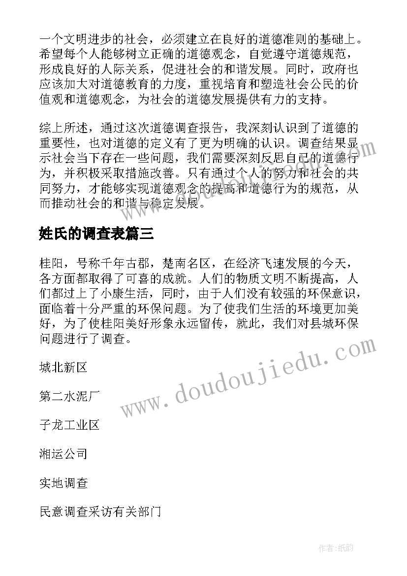 姓氏的调查表 错别字调查报告心得体会(汇总8篇)