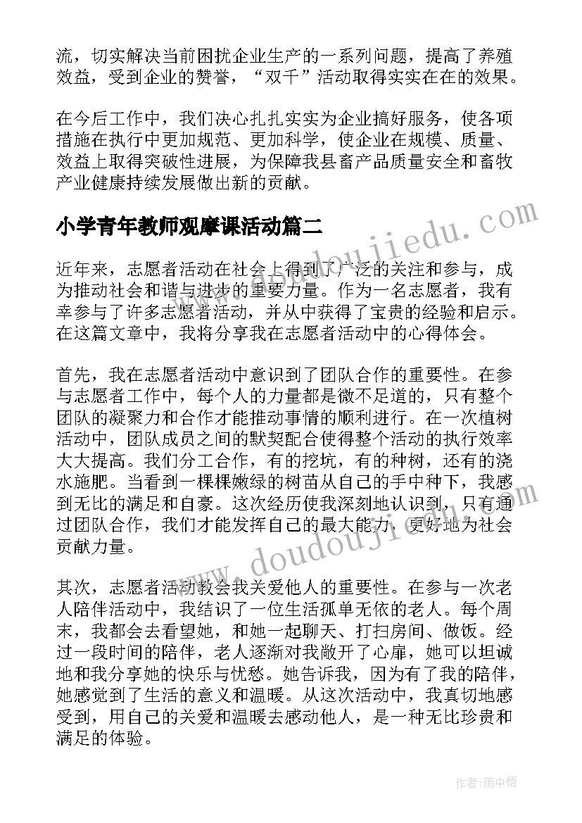 小学青年教师观摩课活动 开展活动总结(优秀6篇)