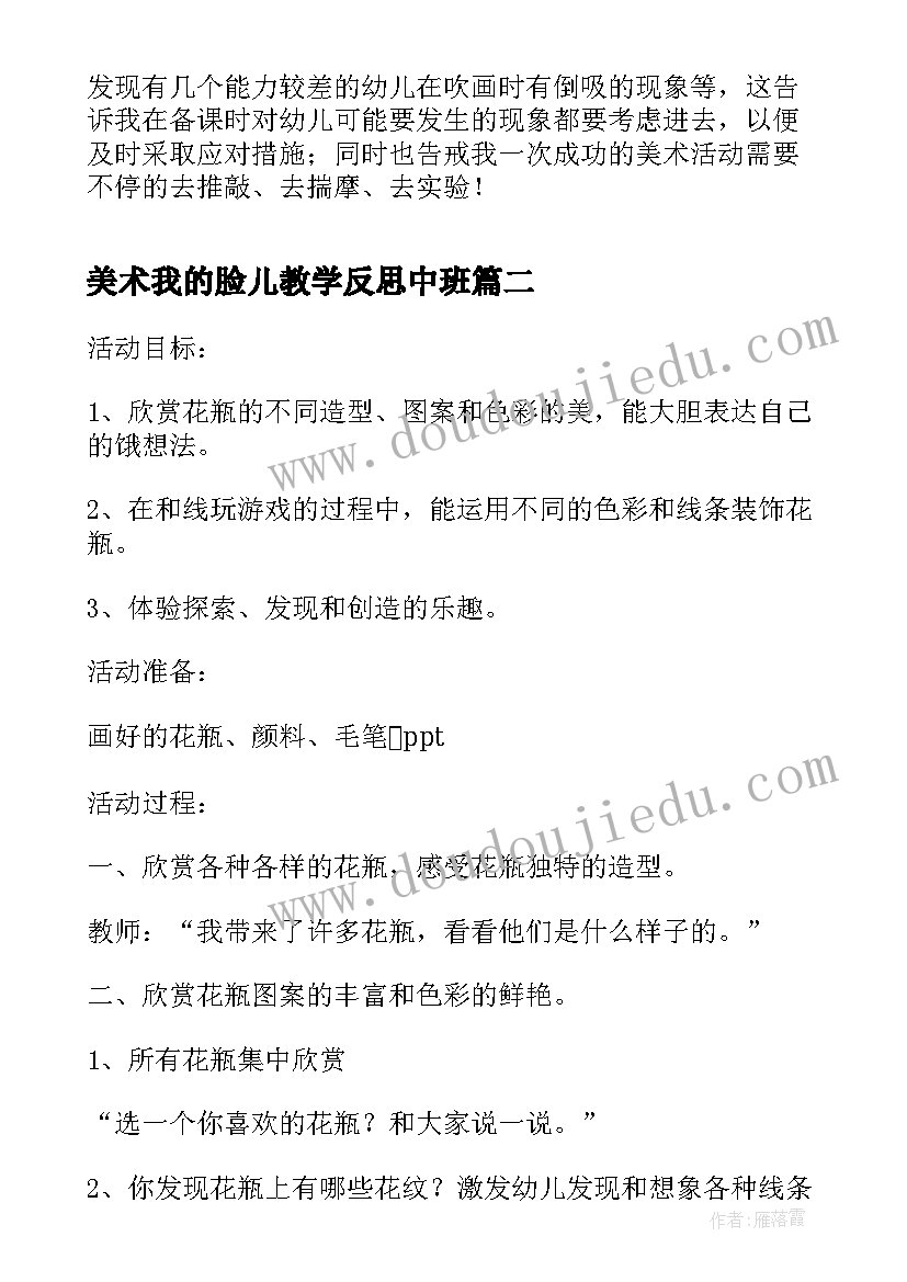 最新美术我的脸儿教学反思中班 小班美术活动教学反思(汇总10篇)