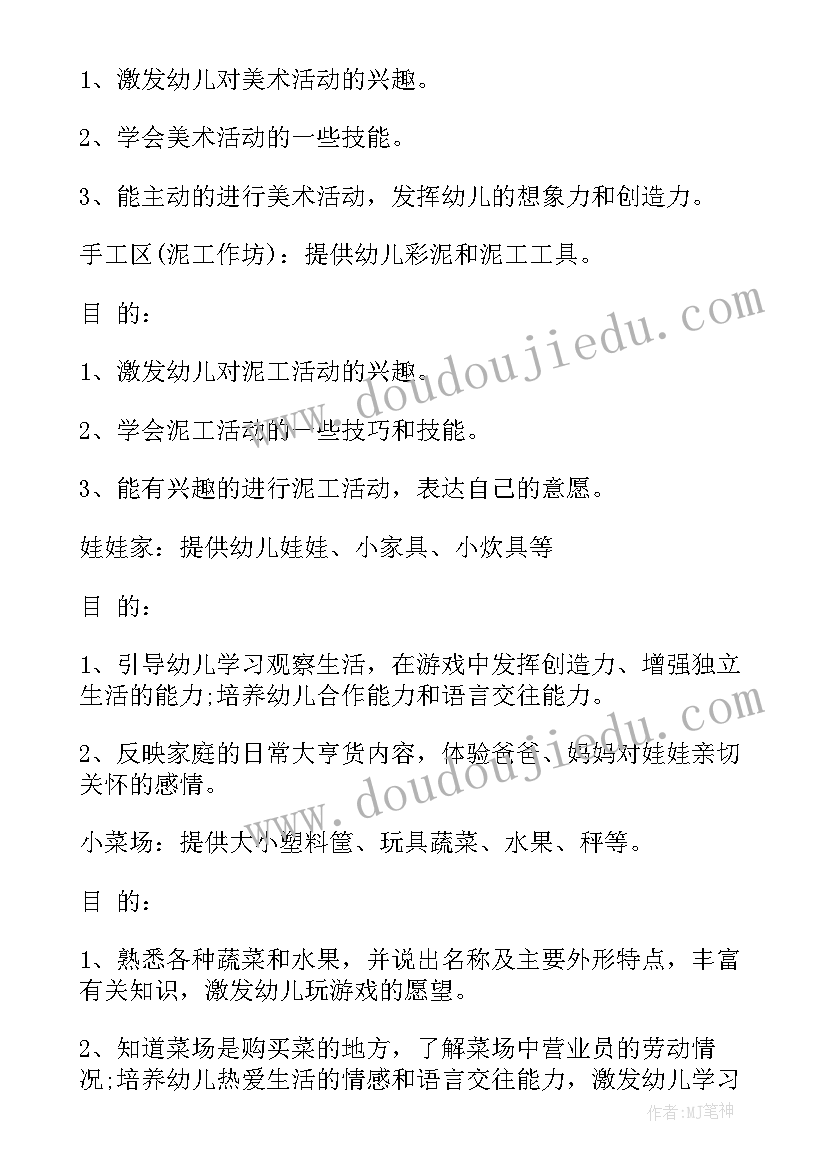 幼儿园区角活动的内容 幼儿园区域运动活动计划(汇总5篇)