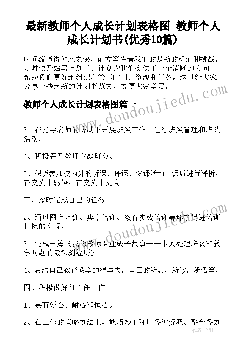 最新教师个人成长计划表格图 教师个人成长计划书(优秀10篇)