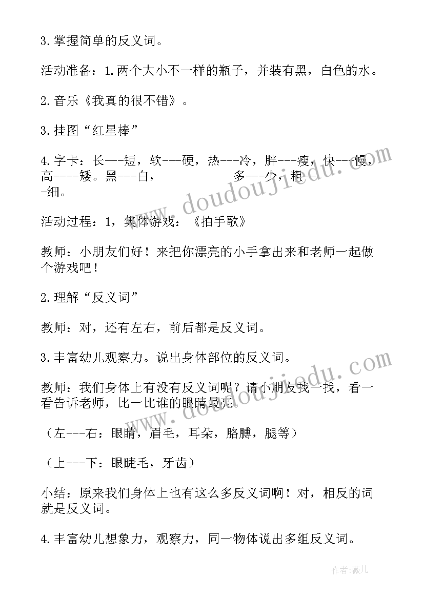 2023年大班语言活动说反义词教案(模板5篇)