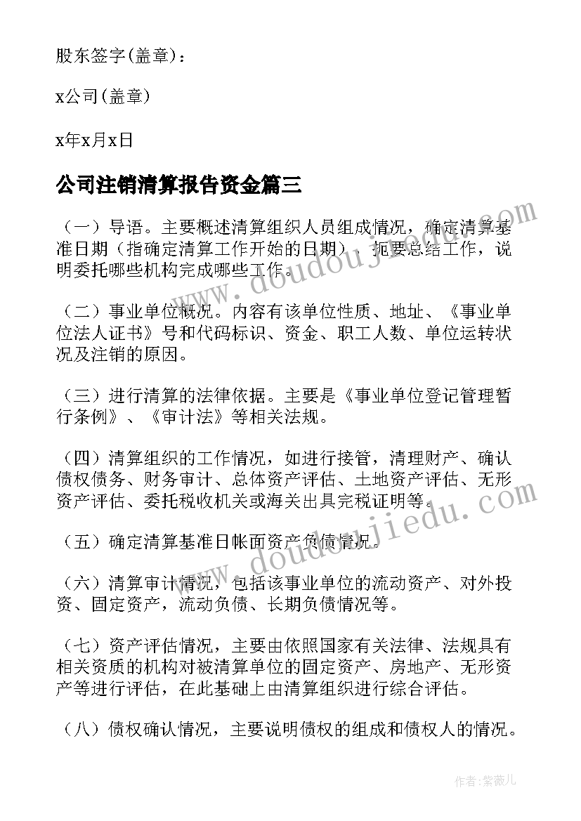 最新公司注销清算报告资金 公司注销清算报告(大全5篇)