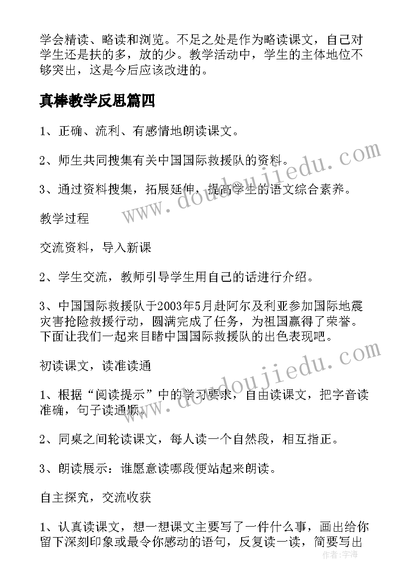 真棒教学反思 中国国际救援队真棒教学反思(模板5篇)