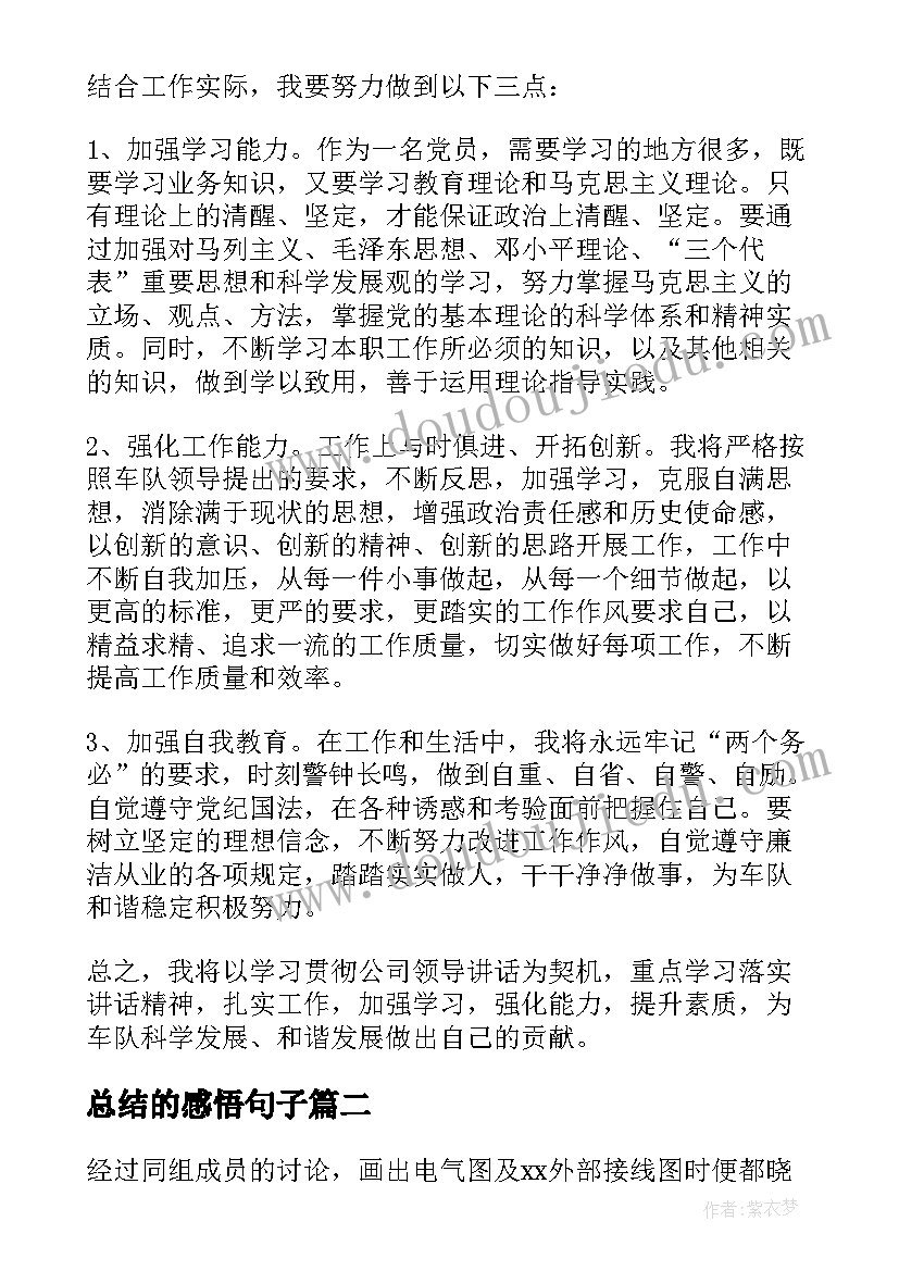 2023年总结的感悟句子 领导讲话心得体会总结万能篇(通用5篇)