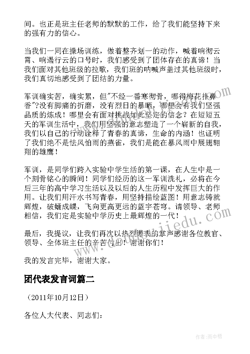 最新团代表发言词(模板8篇)