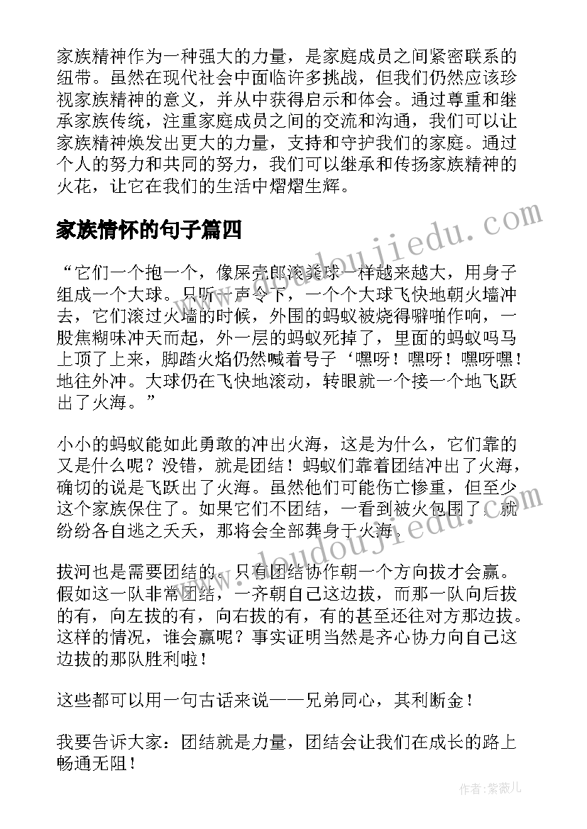 最新家族情怀的句子 家族精神感悟心得体会(通用5篇)