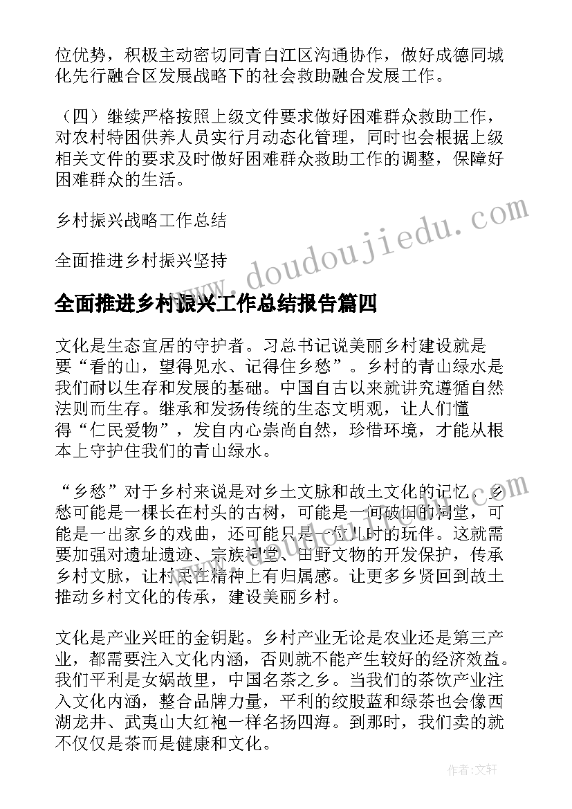 2023年全面推进乡村振兴工作总结报告(汇总5篇)